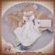 NOUKIE'S SOS DOUDOU CASTOR CHARLIE BEIGE BLANC PLAT ETIQUETTES ATTACHE TETINE