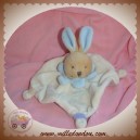 DOUDOU ET COMPAGNIE LAPIN BEIGE CORPS PLAT ECRU TAUPE COL BLEU TATOO