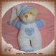KEEL TOYS SOS DOUDOU OURS BEIGE CORPS BLANC VICHY BLEU GOODNIGHT BEAR