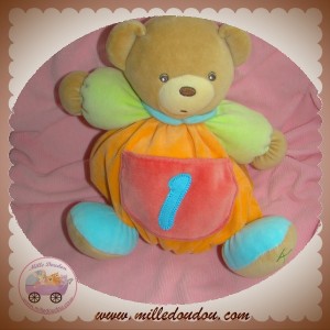 KALOO SOS DOUDOU OURS BOULE ORANGE POCHE ROUGE 1 VERT