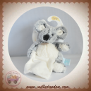 BABYNAT SOS DOUDOU SOURIS CHINE POIL MOUCHOIR BLANC BLEU MARINE FLOCONS