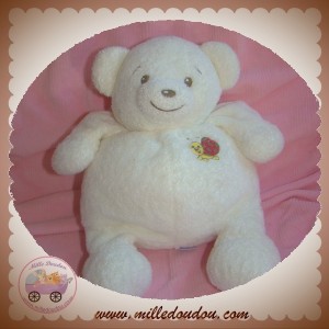 NOUNOURS SOS DOUDOU OURS BOULE BLANC COCCINELLE