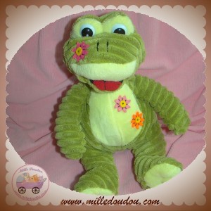 CP INTERNATIONAL SOS DOUDOU GRENOUILLE VERTE FLEUR ROSE ORANGE