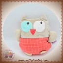 POMMETTE SOS DOUDOU HIBOU QUASI PLAT BEIGE TAUPE ROUGE