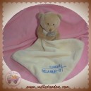 DOUDOU ET COMPAGNIE OURS BEIGE PRALINE MOUCHOIR DOUBLE DE LA MUETTE