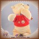 DISNEY SOS DOUDOU OURS WINNIE L'OURSON JAUNE PULL ROUGE ALLONGE MUSICAL