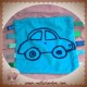 TCM SOS DOUDOU MOUCHOIR PLAT BLEU VOITURE ETIQUETTES