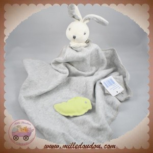 KALOO SOS DOUDOU LAPIN BLANC PLAT GRIS MOUCHOIR OISEAU VERT ZEN