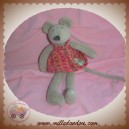 MOULIN ROTY SOS DOUDOU SOURIS GRISE ROBE ROUGE 20 cm
