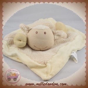 NATURE ET DECOUVERTES DOUDOU MOUTON PLAT ECRU DAIM BEIGE NVX