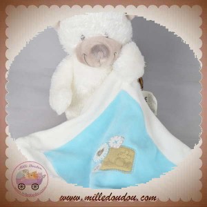 NICOTOY SOS DOUDOU OURS BLANC MOUCHOIR BLEU