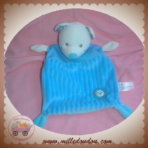 NICOTOY SOS DOUDOU OURS BLANC PLAT BLEU OISEAU ROND