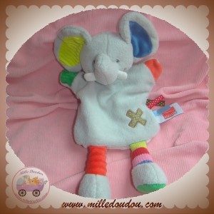 INFLUX SOS DOUDOU ELEPHANT MARIONNETTE GRIS ETIQUETTE