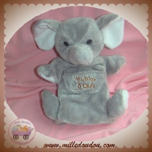 HISTOIRE D'OURS SOS DOUDOU ELEPHANT GRIS MARIONNETTE PETIT POIL