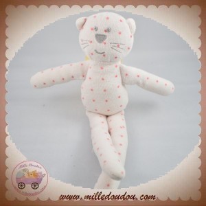 BOUT'CHOU MONOPRIX SOS DOUDOU CHAT BLANC GRIS VELOURS ETOILES ROSE 