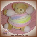 KALOO SOS DOUDOU OURS CANDY PASTEL ROSE MAUVE ORANGE ECRU 25 CM