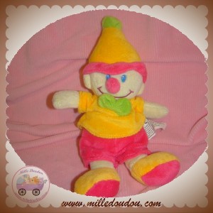 B&G SOS DOUDOU CLOWN JAUNE ROSE NOEUD VERT