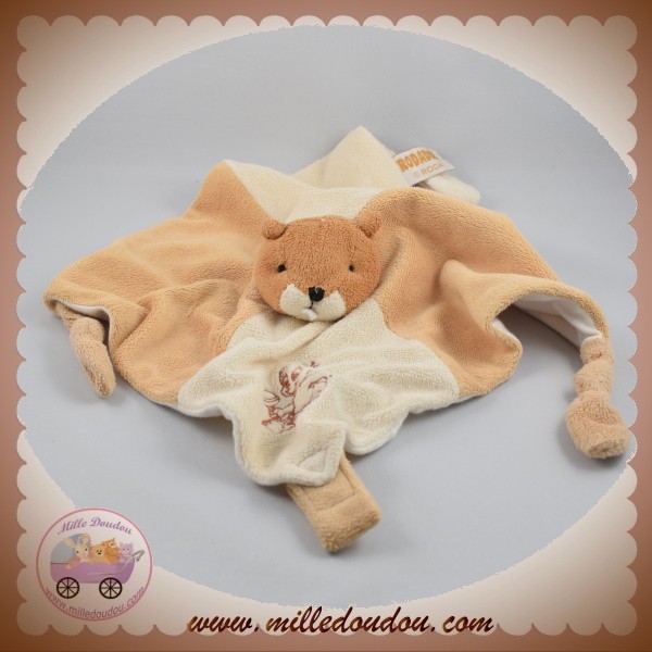 Doudou plat Vache marron blanc beige attache tétine HAN