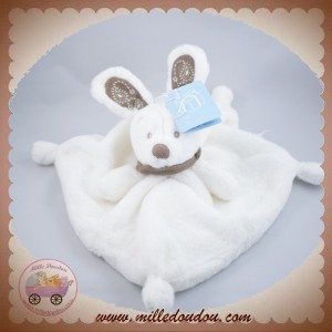 NICOTOY SIMBA SOS DOUDOU LAPIN PLAT BLANC TAUPE FOULARD POIL