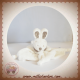 NICOTOY SIMBA SOS DOUDOU LAPIN PLAT BLANC TAUPE FOULARD POIL