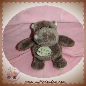 HISTOIRE D'OURS SOS DOUDOU HIPPOPOTAME BOUCLETTE TAUPE 14 CM