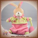 BABYNAT BABY NAT SOS DOUDOU LAPIN FIONA MARIONNETTE ROSE VERT BISOUS