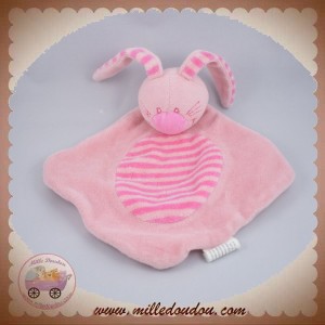 LA REDOUTE SOS DOUDOU LAPIN ROSE PLAT RAYE FUSHIA