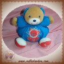 KALOO SOS DOUDOU OURS BEIGE BOULE BLEU TISSU ROUGE LION