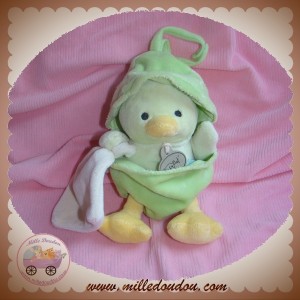 BABYNAT BABY NAT SOS DOUDOU POUSSIN CANARD VERT COQUILLE MOUCHOIR ECRU