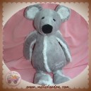 HISTOIRE D'OURS SOS DOUDOU SOURIS GRISE COUTURE BLANCHE 30 CM