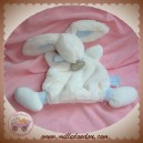 DOUDOU ET COMPAGNIE SOS LAPIN BONBON PLAT BLANC BLEU POIL