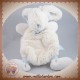 DOUDOU ET COMPAGNIE SOS LAPIN BONBON PLAT BLANC BLEU POIL