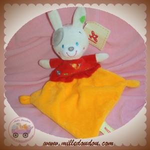 NICOTOY SOS DOUDOU LAPIN BLANC PLAT ORANGE ROUGE OISEAU