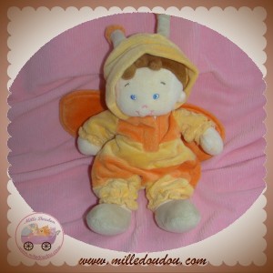 NICOTOY SOS DOUDOU GARCON ABEILLE PAPILLON ORANGE RAYE JAUNE