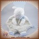 NICOTOY SOS DOUDOU MOUTON BLANC PLAT BLEU GRIS TISSU