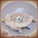 DOUDOU ET COMPAGNIE SOS OURS BEIGE PLAT ECRU COL BLEU DOS GRIS