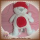 ORCHESTRA SOS DOUDOU OURS BLANC NOEL BONNET ROUGE