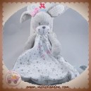 NICOTOY SOS DOUDOU LAPIN ANGE GRIS PLAT TISSU ETOILE ROSE