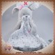 NICOTOY SOS DOUDOU LAPIN ANGE GRIS PLAT TISSU ETOILE ROSE