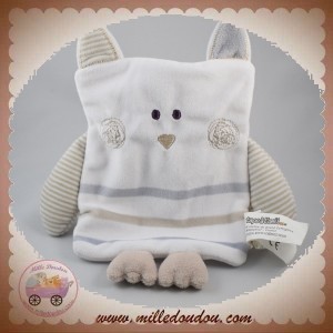 TAPE A L'OEIL SOS DOUDOU HIBOU CHOUETTE PLAT BLANC GRIS RAYE