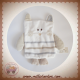 TAPE A L'OEIL SOS DOUDOU HIBOU CHOUETTE PLAT BLANC GRIS RAYE