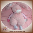 DOUDOU ET COMPAGNIE SOS LAPIN ROSE PELUCHE TISSU FLEUR POINTS LES CHOUPIDOUX DC2760