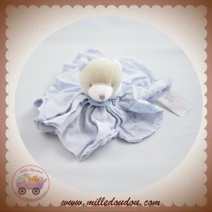 SOS DOUDOU ET COMPAGNIE OURS GRIS PLAT LANGE TISSU BLEU