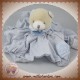 SOS DOUDOU ET COMPAGNIE OURS GRIS PLAT LANGE TISSU BLEU