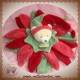 DOUDOU ET COMPAGNIE SOS OURS FLEURS PETALES VERT ROUGE