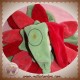 DOUDOU ET COMPAGNIE SOS OURS FLEURS PETALES VERT ROUGE