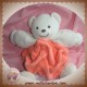 KALOO SOS DOUDOU OURS BLANC PLUME ORANGE 25 CM