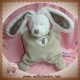 POMMETTE SOS DOUDOU LAPIN BLANC QUASI PLAT OREILLE TAUPE LIN