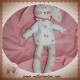 PETIT BATEAU SOS DOUDOU LAPIN BLANC FLEUR ROSE BILLES