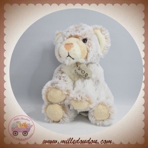 HISTOIRE D'OURS SOS DOUDOU PANTHERE DES NEIGES TIGRE CHINE MARRON BLANC REFLET 15 CM